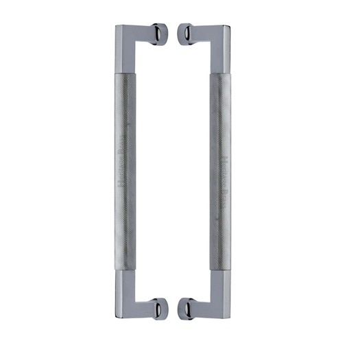 M Marcus Heritage Brass Back to Back Door Pull Handle Bauhaus Knurled Design 330mm length